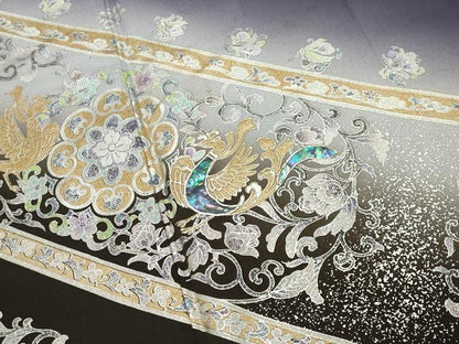 平和屋着物●訪問着　螺鈿　鳳凰花唐草文　暈し染め　金銀彩　正絹　逸品　CABI1020gh