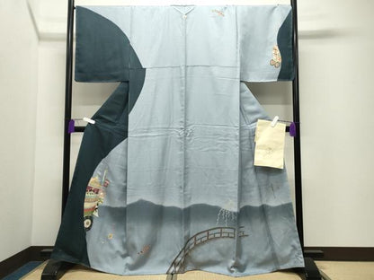 平和屋着物●銀座きしや　美空ひばり　訪問着　京小唄　鉾　暈し染め　金彩　残布付き　正絹　逸品　未使用　CABI1021gh