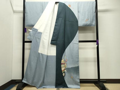 平和屋着物●銀座きしや　美空ひばり　訪問着　京小唄　鉾　暈し染め　金彩　残布付き　正絹　逸品　未使用　CABI1021gh
