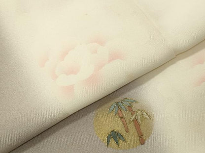 平和屋着物●訪問着　駒刺繍　牡丹人物笹文　暈し染め　金彩　正絹　逸品　CABI1022gh