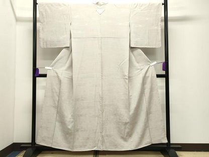 平和屋着物●上質な色無地　エ霞草花地紋　灰梅色　正絹　逸品　未使用　CABI1027gh