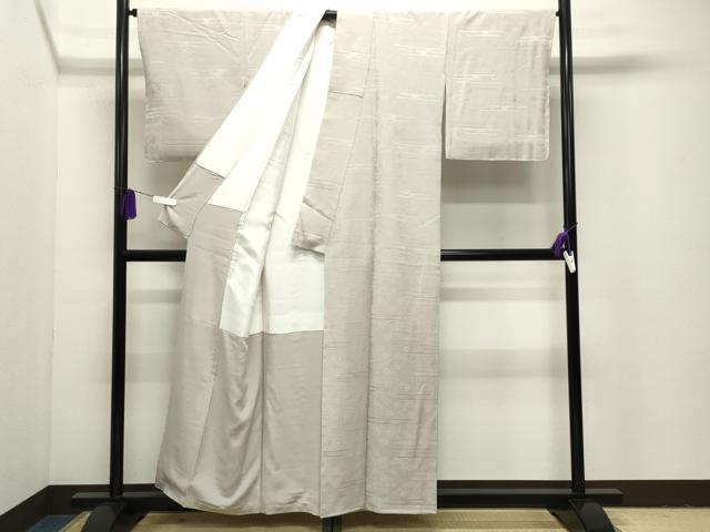 平和屋着物●上質な色無地　エ霞草花地紋　灰梅色　正絹　逸品　未使用　CABI1027gh