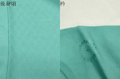 平和屋着物●上質な色無地　舞花地紋　青磁色　まるやま扱い　ロング丈　正絹　逸品　未使用　CABI1030gh