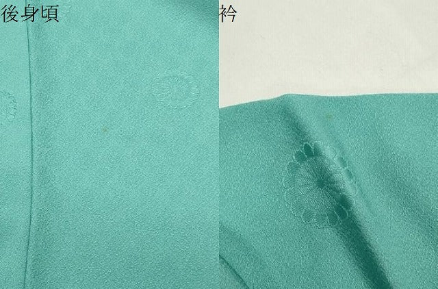 平和屋着物●上質な色無地　舞花地紋　青磁色　まるやま扱い　ロング丈　正絹　逸品　未使用　CABI1030gh