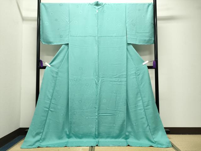 平和屋着物●上質な色無地　舞花地紋　青磁色　まるやま扱い　ロング丈　正絹　逸品　未使用　CABI1030gh