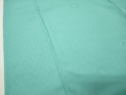 平和屋着物●上質な色無地　舞花地紋　青磁色　まるやま扱い　ロング丈　正絹　逸品　未使用　CABI1030gh