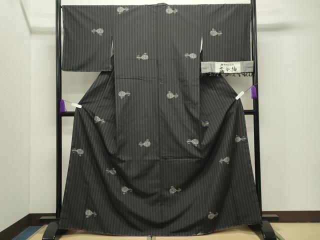 平和屋着物●古今紬　琵琶　証紙付き　正絹　逸品　未使用　CABI1034gh