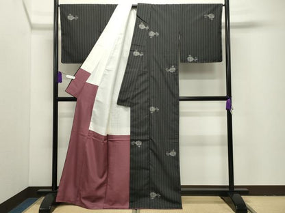 平和屋着物●古今紬　琵琶　証紙付き　正絹　逸品　未使用　CABI1034gh