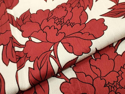 平和屋着物●上質な小紋　牡丹花文　反端付き　正絹　逸品　CABI1035gh