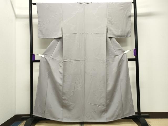 平和屋着物●上質な色無地　流水笹地紋　潤色　正絹　逸品　CABI1036gh