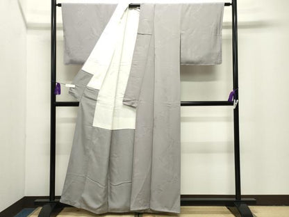 平和屋着物●上質な色無地　流水笹地紋　潤色　正絹　逸品　CABI1036gh