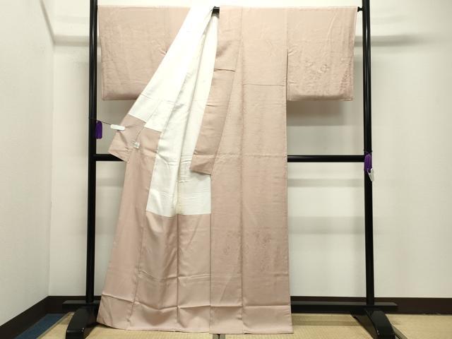 平和屋着物●無地絵羽訪問着　草花地紋　水柿色　正絹　逸品　CABI1037gh