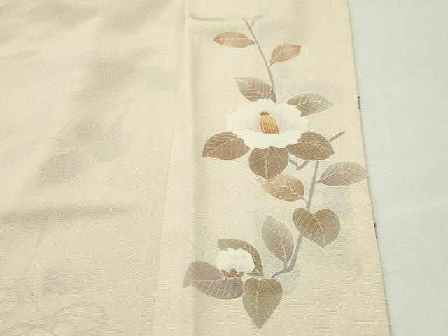 平和屋着物●訪問着　友禅　作家物　枝椿　鬼しぼ縮緬　正絹　逸品　CABI1039gh