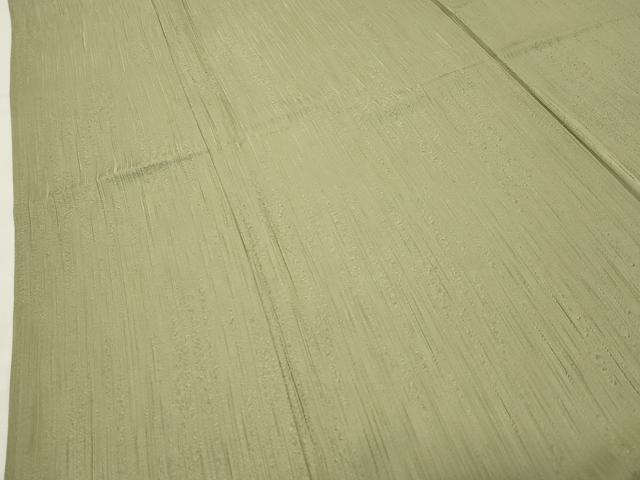 平和屋着物●上質な色無地　縞地紋　抹茶色　正絹　逸品　CABI1041gh