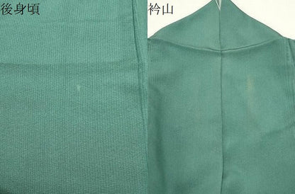 平和屋着物●上質な色無地　作家物　杢目地紋　老竹色　正絹　逸品　CABI1043gh