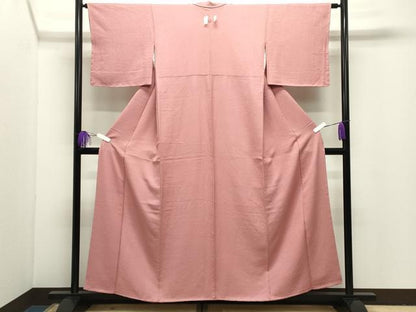 平和屋着物●上質な色無地　紋意匠　退紅色　正絹　逸品　未使用　CABI1044gh