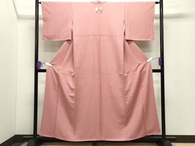 平和屋着物●上質な色無地　紋意匠　退紅色　正絹　逸品　未使用　CABI1044gh