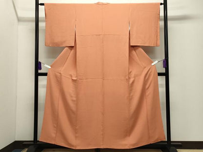 平和屋着物●上質な色無地　杏色　正絹　逸品　CABI1045gh