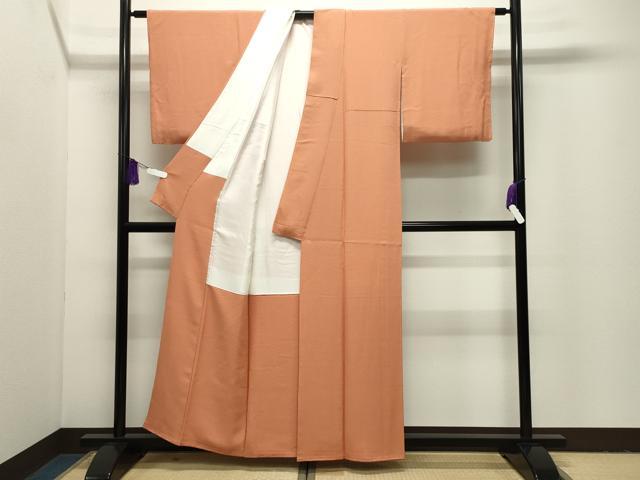 平和屋着物●上質な色無地　杏色　正絹　逸品　CABI1045gh