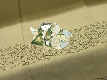 平和屋着物●訪問着　人物露芝文　暈し染め　正絹　逸品　CABI1046gh