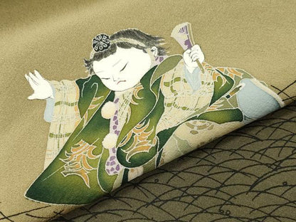 平和屋着物●訪問着　人物露芝文　暈し染め　正絹　逸品　CABI1046gh
