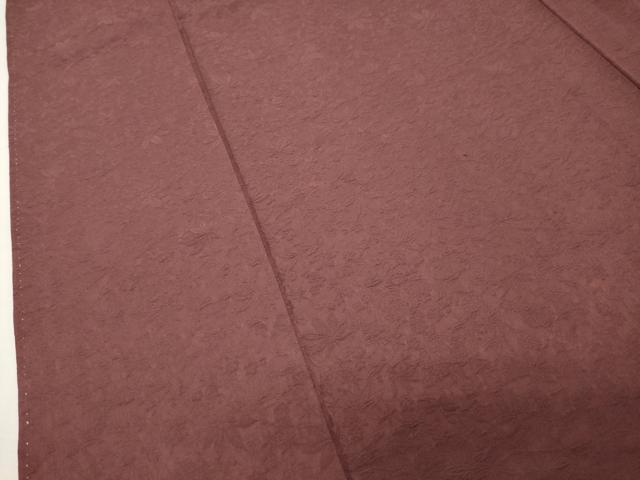 平和屋着物●上質な色無地　草花地紋　葡萄茶色　ロング丈　正絹　逸品　CABI1051gh