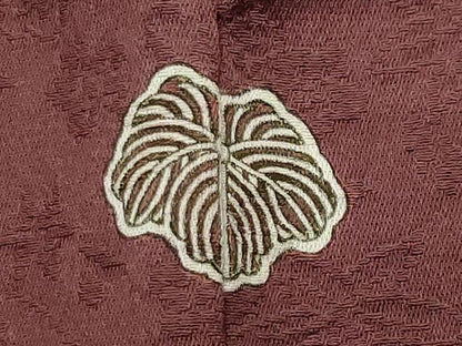 平和屋着物●上質な色無地　草花地紋　葡萄茶色　ロング丈　正絹　逸品　CABI1051gh