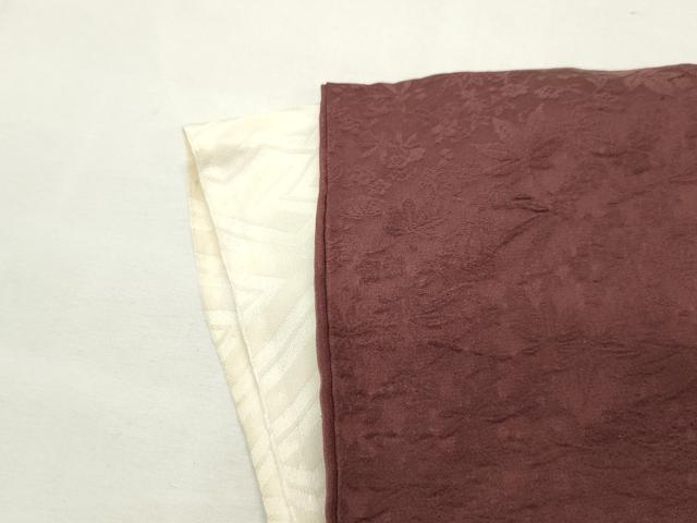 平和屋着物●上質な色無地　草花地紋　葡萄茶色　ロング丈　正絹　逸品　CABI1051gh