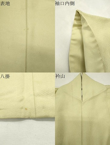 平和屋着物●上質な色無地　吉祥地紋　枯草色　ロング丈　正絹　逸品　CABI1052gh