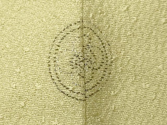 平和屋着物●上質な色無地　吉祥地紋　枯草色　ロング丈　正絹　逸品　CABI1052gh