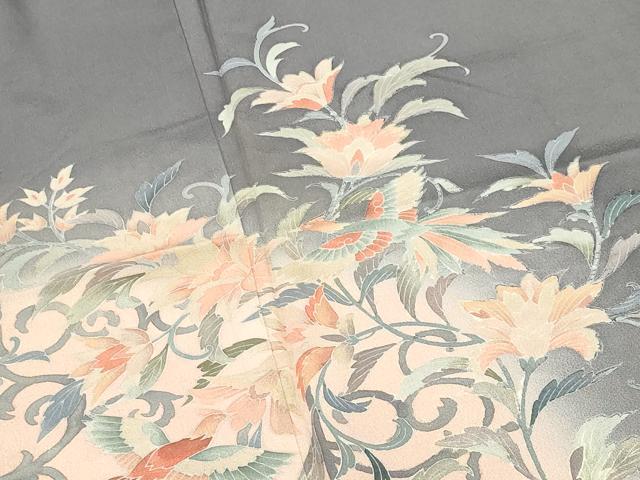 平和屋着物●訪問着　鳳凰更紗花唐草文　暈し染め　ロング丈　正絹　逸品　CABI1053gh