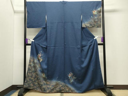 平和屋着物●訪問着　刺繍　色紙重ね花文　暈し染め　金彩　正絹　逸品　未使用　CABI1054gh