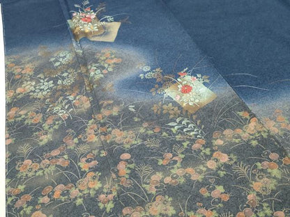 平和屋着物●訪問着　刺繍　色紙重ね花文　暈し染め　金彩　正絹　逸品　未使用　CABI1054gh