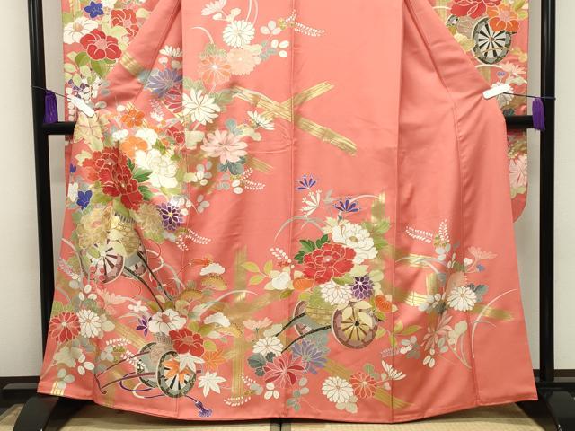 平和屋着物●豪華振袖　駒刺繍　花車文　金彩　正絹　逸品　CABI1056gh