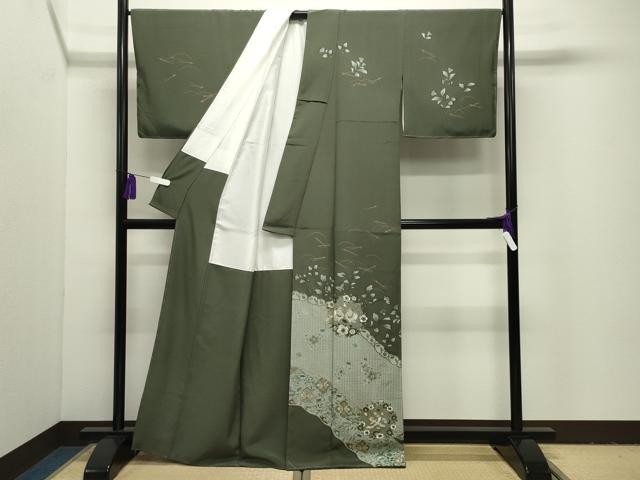 平和屋着物●中国三大刺繍　スワトウ刺繍　総刺繍　訪問着　向かい鳥花唐草文　金彩　正絹　逸品　CABI1060gh