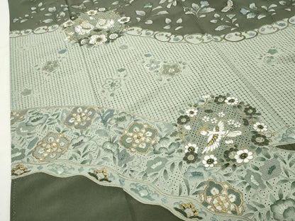 平和屋着物●中国三大刺繍　スワトウ刺繍　総刺繍　訪問着　向かい鳥花唐草文　金彩　正絹　逸品　CABI1060gh