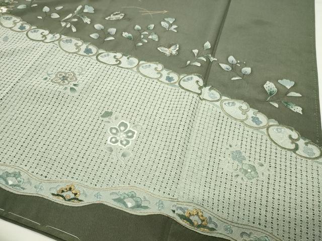 平和屋着物●中国三大刺繍　スワトウ刺繍　総刺繍　訪問着　向かい鳥花唐草文　金彩　正絹　逸品　CABI1060gh
