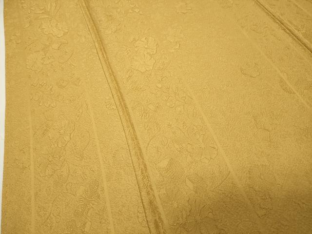 平和屋着物●上質な色無地　辻が花地紋　山吹茶色　正絹　逸品　CABI1062gh
