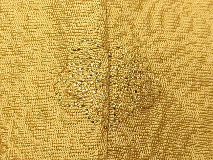 平和屋着物●上質な色無地　辻が花地紋　山吹茶色　正絹　逸品　CABI1062gh