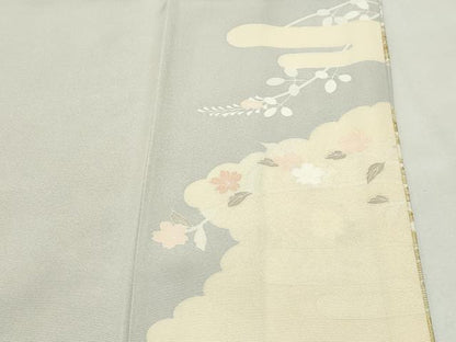 平和屋着物●訪問着　駒刺繍　扇面花文　金彩　正絹　逸品　CABI1063gh