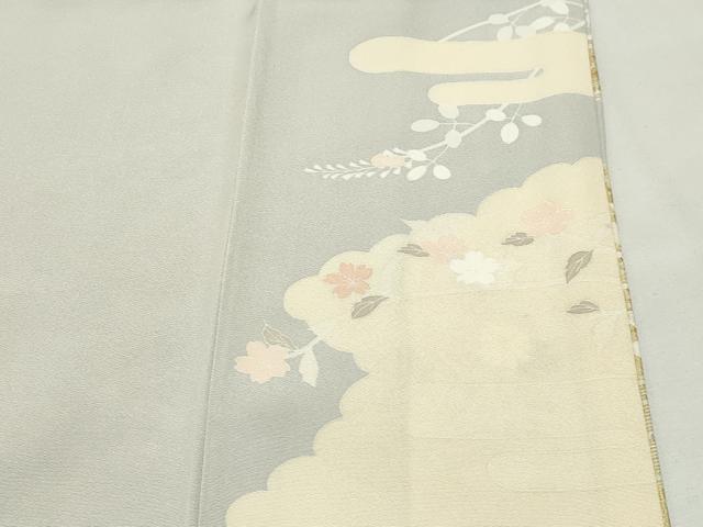 平和屋着物●訪問着　駒刺繍　扇面花文　金彩　正絹　逸品　CABI1063gh
