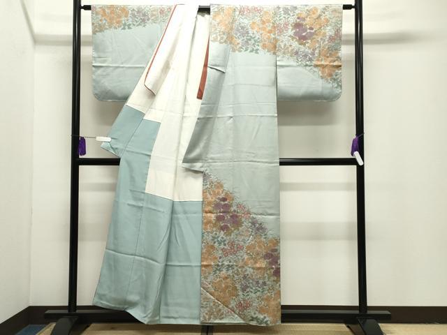 平和屋着物●訪問着　刺繍　草花文　金彩　正絹　逸品　CABI1066gh