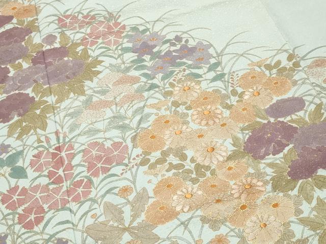 平和屋着物●訪問着　刺繍　草花文　金彩　正絹　逸品　CABI1066gh