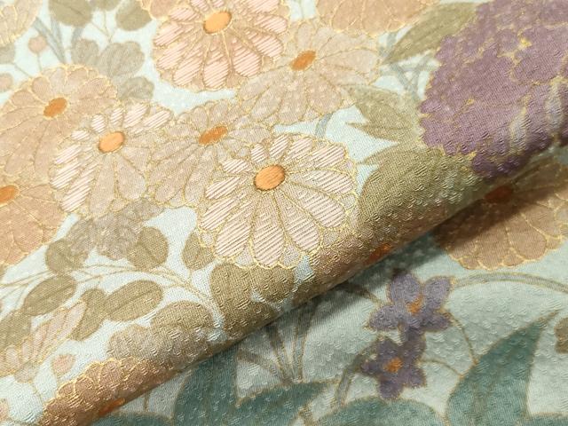 平和屋着物●訪問着　刺繍　草花文　金彩　正絹　逸品　CABI1066gh