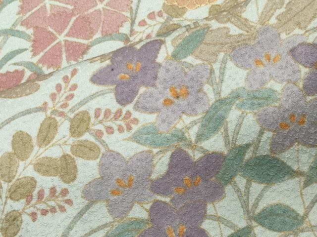 平和屋着物●訪問着　刺繍　草花文　金彩　正絹　逸品　CABI1066gh