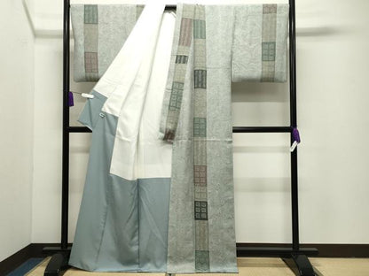 平和屋着物●上質な小紋　墨流し文様　吉祥草花文　正絹　逸品　CABI1069gh