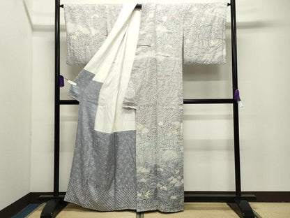 平和屋着物●名門　藤娘きぬたや・総絞り　訪問着　渡橋風景花文　暈し染め　正絹　逸品　CABI1070gh