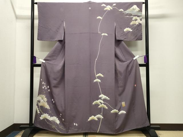 平和屋着物●訪問着　作家物　駒刺繍　飛鳥枝松文　金彩　正絹　逸品　CABI1071gh