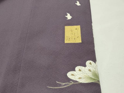 平和屋着物●訪問着　作家物　駒刺繍　飛鳥枝松文　金彩　正絹　逸品　CABI1071gh