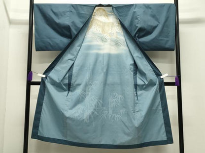 平和屋着物●男性　長襦袢　無双仕立て　手描き　虎　暈し染め　金彩　洗える着物　CABI1072gh